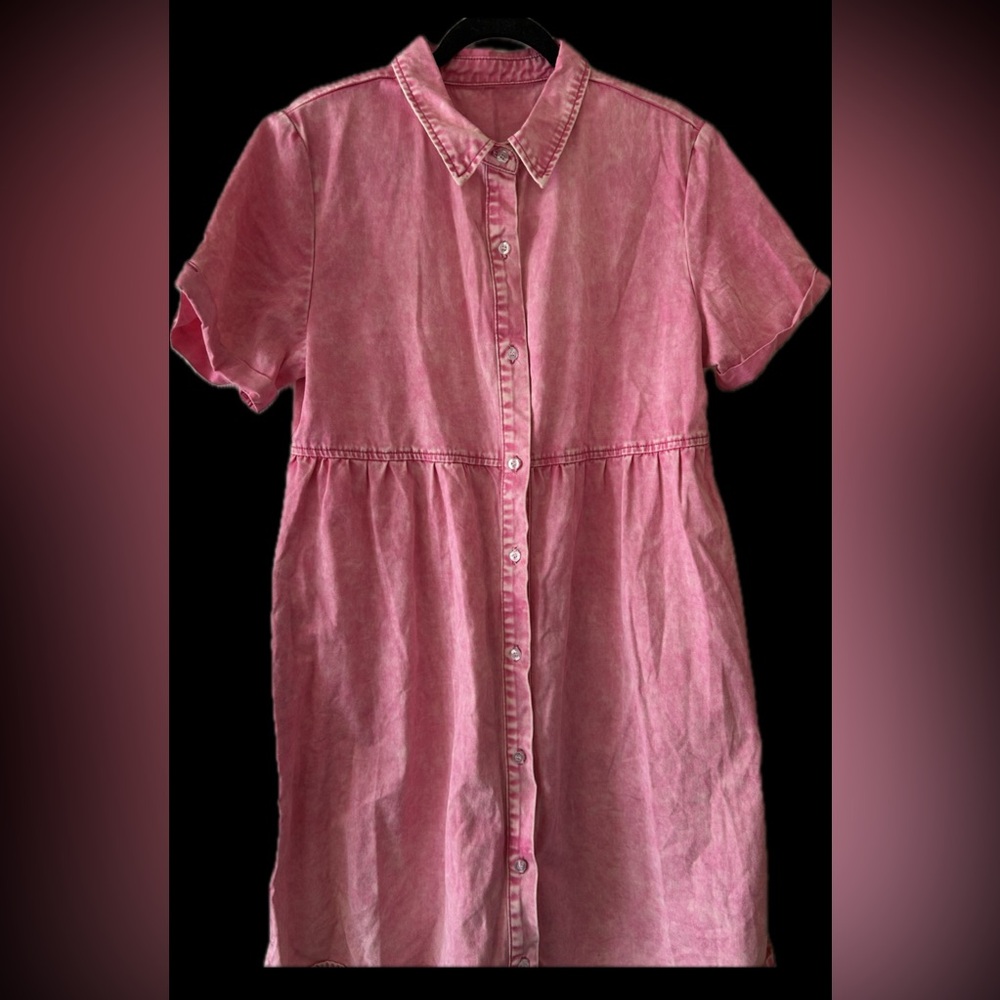 Denim dress Babydoll tiered short sleeve